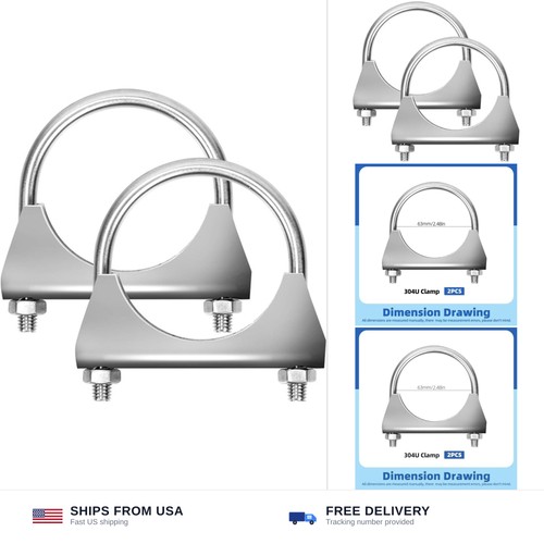 2pc 63mm exhaust clamp - exhaust, 304